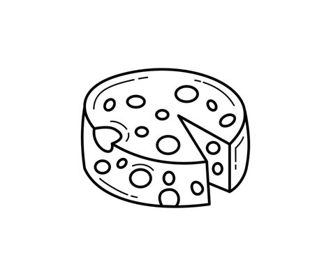 Hand Drawn Cartoon Wheel Of Cheese Black And White Cheese Circle With