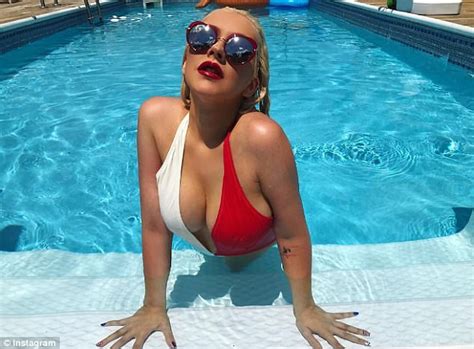 Christina Aguilera Strips To Her Bikini For Racy July Th Daily Mail Online
