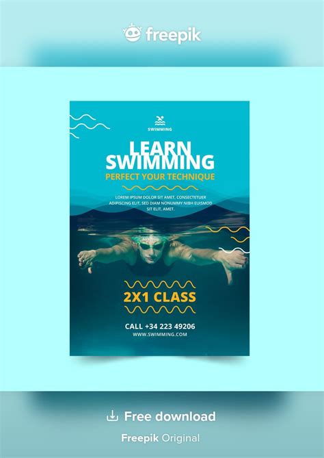 Free Vector Swimming Is Life Classes Flyer Template Flyer Template