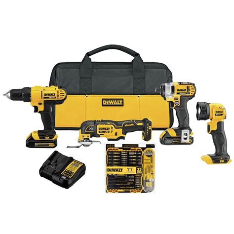 Dewalt 20v Max Lithium Ion Cordless Combo Kit 4 Tool With 24 Pc Screwdriving Set 2 1