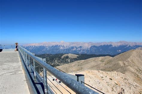 view   observation deck   mountain peaks stock image