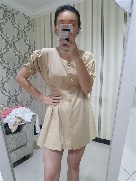 Korean Nude Dress Fesyen Wanita Pakaian Wanita Gaun Rok Di Carousell