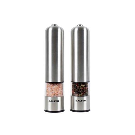 Salter Stainless Steel Electronic Salt Pepper Mill Set Robert Dyas