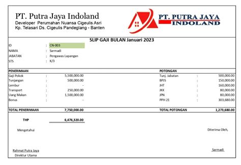 contoh slip gaji karyawan  komponen pentingnya