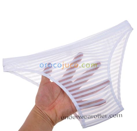 Men S See Through Striped Mesh Briefs Flat Front Underpants Spun Yarn Bikini Briefs Underwear Mu
