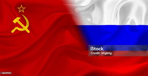 União Sovietica É A Russia - Vetores de Bandeira Da União Soviética E Da Rússia Com Textura De ...
