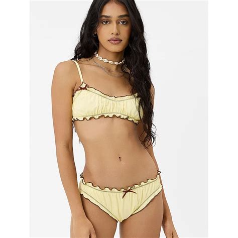 Patchwork Bikinis String Bikini Set Ruffles Side Swimwear Women Sexy Swimsuit Woman Halter