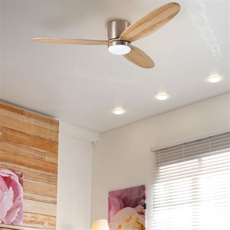 3-Blade Smart Ceiling Fan + LED Light // 52" // Light Brown - Smart