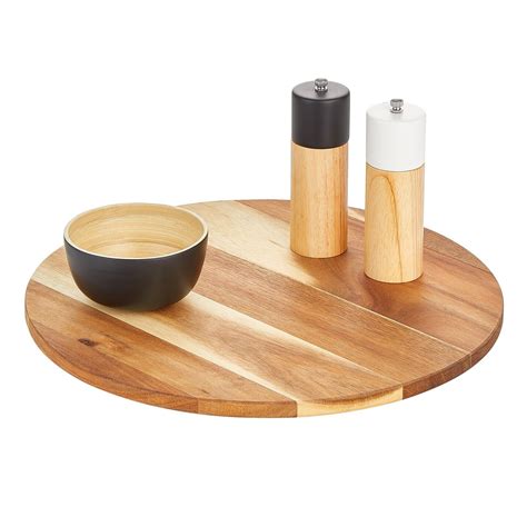 Mdesign Acacia Wood Lazy Susan Turntable Spinner Pantry Organizer