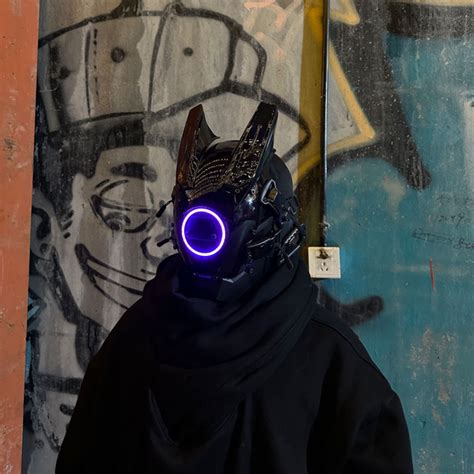 LED Круглая лампа маска с киберпанк элементами для ролевых игр мужских ...