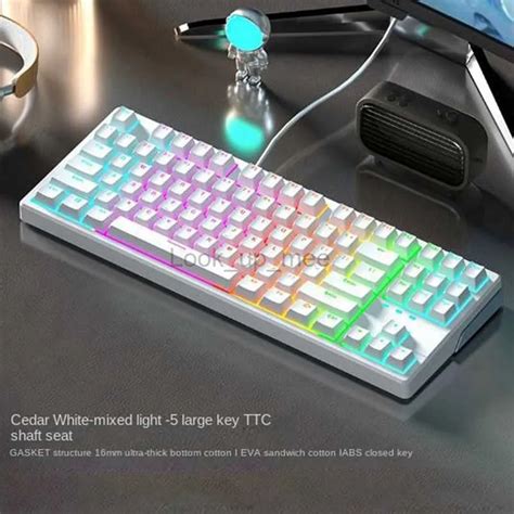 White Keyboard Key Hot Swappable Wired Gaming Keyboard Tea Switch Key Mechanical Keyboard