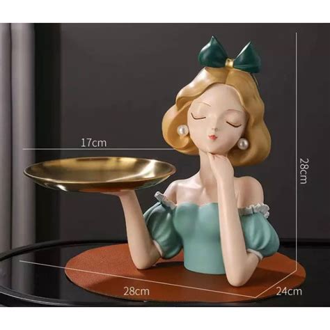 Jual Patung Dekorasi Ornament Lady Snow White Dengan Nampan Tray Gold