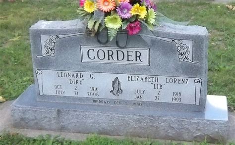 Elizabeth K Lorenz Corder M Morial Find A Grave