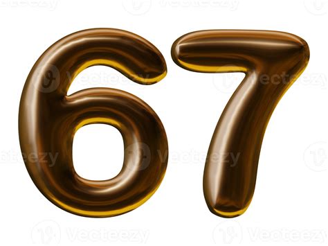 Number 67 design in 3d render 19552860 PNG