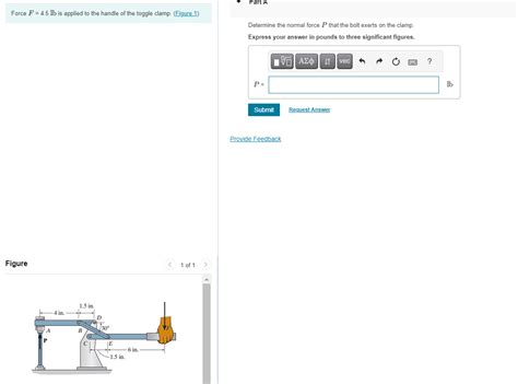 Solved Force F=4.5lb is applied to the handle of the toggle | Chegg.com