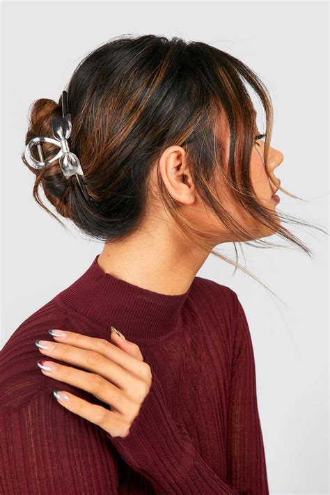 Bow Metal Claw Clip Boohoo Uk
