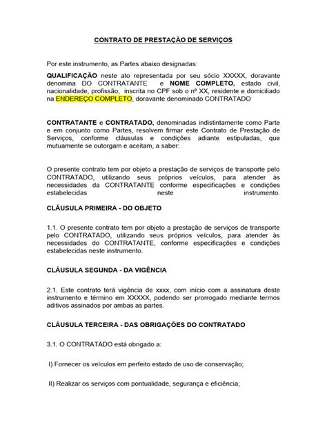 Contratos De Varios Serviços Disponiveis - Minuta de Contrato de Serviços de Transporte | PDF | Seguro | Direito ...