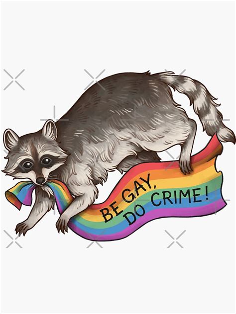 BE GAY DO CRIME Rainbow Flag Pride Flag Stealing Raccoon Trash Panda LGBTQIA QUEER TRANS