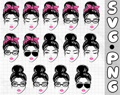 Bundle Messy Bun Svg Messy Bun With Glasses Svg Momlife Etsy Australia