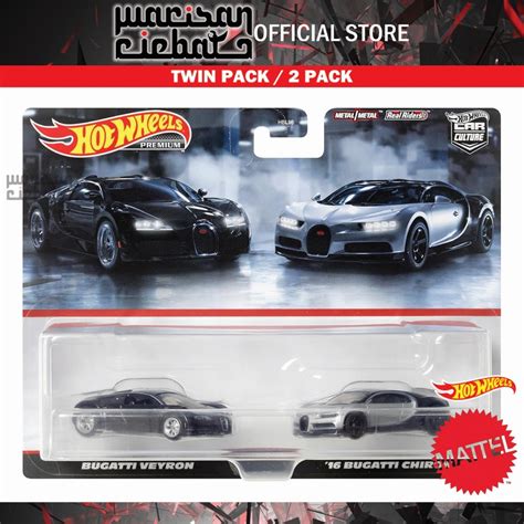Hot Wheels Premium Twin Pack Pack Bugatti Veyron Bugatti Chiron Shopee Malaysia
