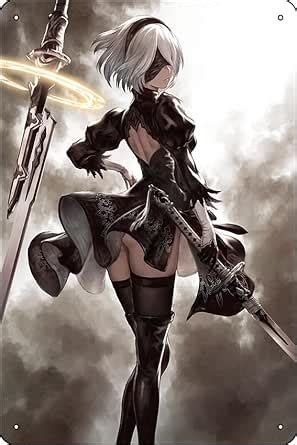 Sexy YoRHa 2B Lewd Thighs Thicc Ass Butt Nier Automata Anime Hentai Girl 13 Poster Metal Sign