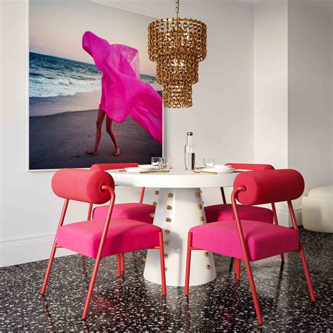 Jolene Hot Pink Velvet Dining Chair Set Of 2 TOV Furniture