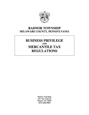 Radnor Township Business Privilege Tax Return Fill Online