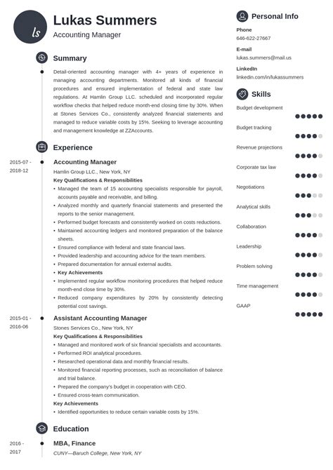 Accounting Manager Resume Sample Guide 20 Tips