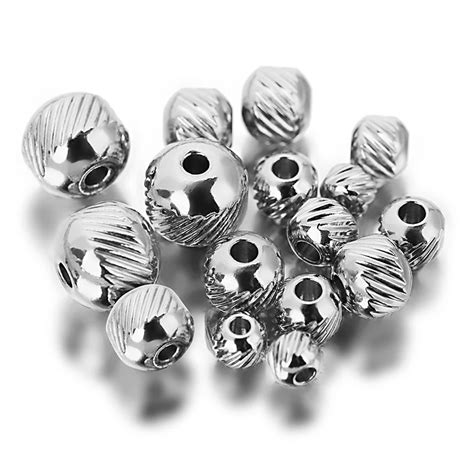 1pack Lot Stainless Steel Round Screw Thread Spacer Beads 1 5mm 2mm Hole Spacer Charm Beads