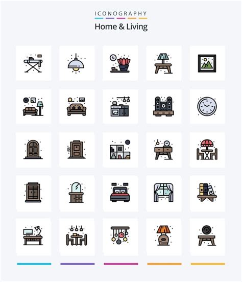 Premium Vector Creative Home And Living 25 Line Filled Icon Pack Such