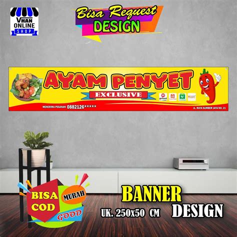 Jual Spanduk Banner Ayam Penyet, Warung Makan, Banner Atap Warung ...