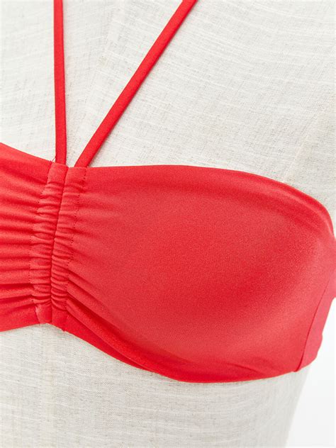 LCW DREAM Kırmızı Çıkarılabilir Pedli Büzgülü Kadın Bikini Üst S KJ Z Q B LCW