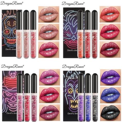 Fuya Dragon Ranee 3pcs Set Halloween Diamond Glitter Lip Gloss Kit