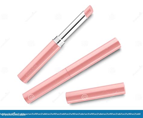 Lipstick Tube Template Vector Mock Up Nude Lip Balm 3d Realistic Packaging Opened And Closed