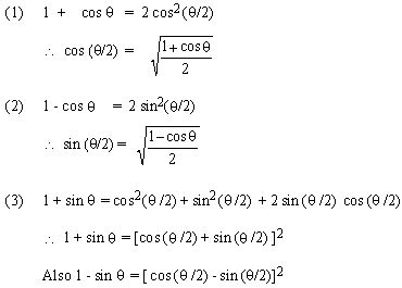 Trigonometric Identities Half Angle Formula