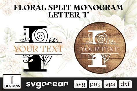 Botanical Split Monogram Letter I Graphic By Svgocean Creative Fabrica