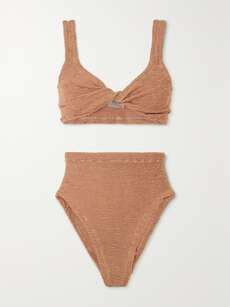 Hunza G Jamie Metallic Seersucker Bikini Net A Porter