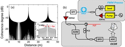 (a) Synthesized optical coherence function with a sinusoidal frequency ...