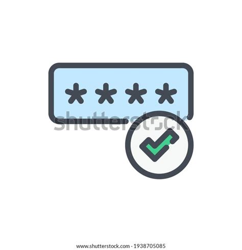 Password Stars Check Mark Color Line Stock Vector Royalty Free