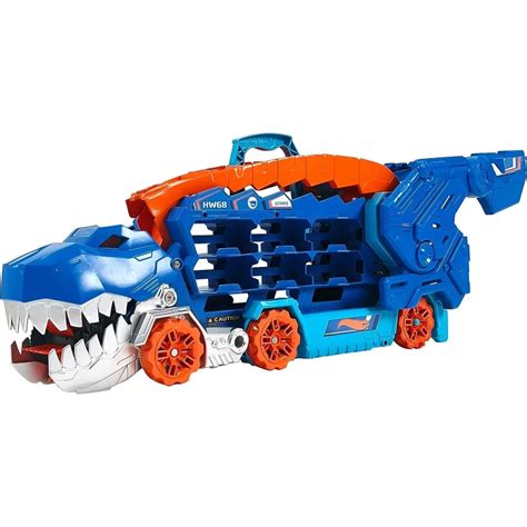 Mattel Hng Hot Wheels City Mega Dino Trasportatore Pista Da Corsa Che Si Trasforma In Un T Rex