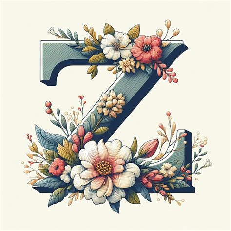 Premium Photo Flower Letter Z Floral Monogram On A White Background