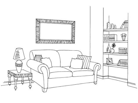 Best White And Black Living Room Illustrations Royalty Free Vector