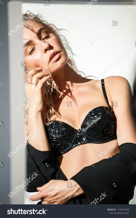 Beautiful Sexy Blonde Lingerie Posing Bright Stock Photo Shutterstock