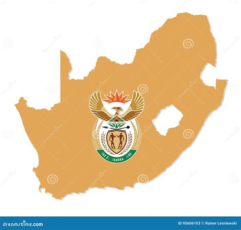 Map Of Republic Of South Africa With Coat Of Arms Stock Vector Illustration Of Background