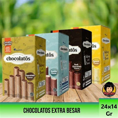 jual chocolatos wafer stick extra besar  box isi  gr shopee