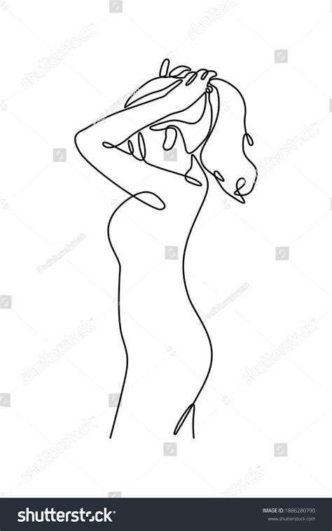 Sexy Nude Woman Tying Hair Single Stock Vector Royalty Free Shutterstock