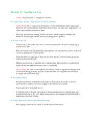 Sexuality And Gender Docx Module Gender And Sex Gender The Perception Of Being Male Or