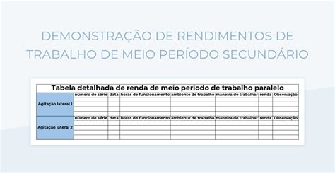 Trabalhar Meio Periodo Ganha Quanto - Planilhas Demonstração De Rendimentos De Trabalho De Meio Período ...
