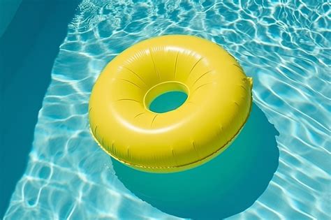 Premium AI Image | An inflatable yellow circle floating in a pool with ...