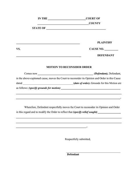 How To Write A Motion For Court Template